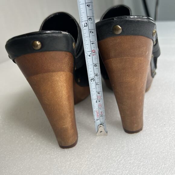 Lauren Ralph Lauren Stasia Sport Suede Platform Mule Clog Black Sz‎ 8M Studded - Picture 8 of 13